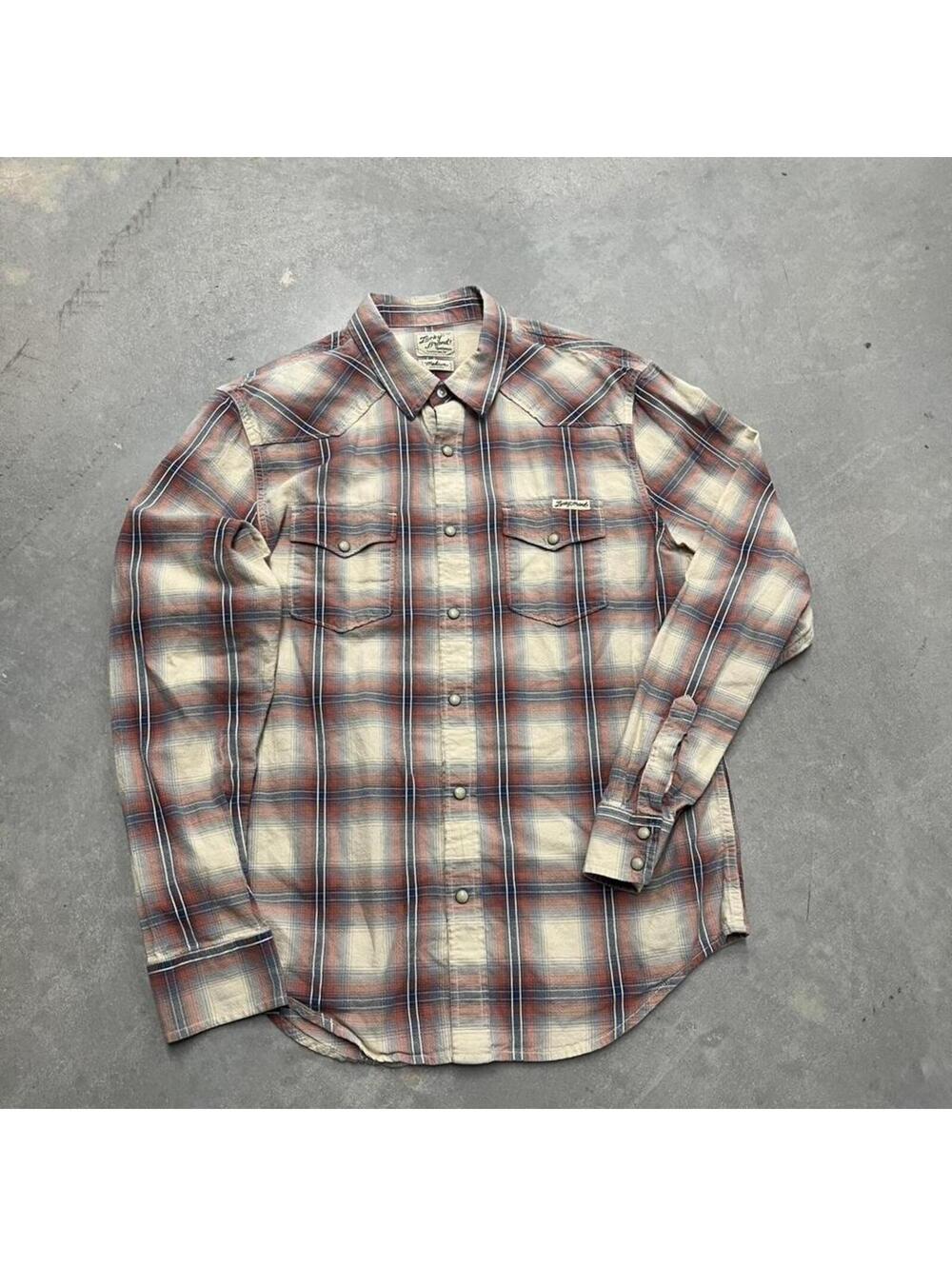Lucky Brand Plaid Western Snap Shirt Men’s Medium